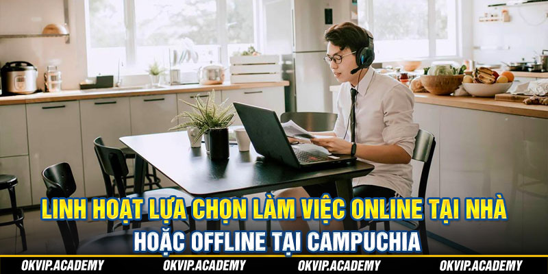 Bạn có thể linh hoạt chọn việc làm online hoặc việc làm tại Campuchia